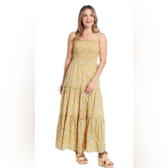 ModCloth | Orange & Pink Floral Charming Chance Encounters Milkmaid Boho Maxi - Picture 4 of 9